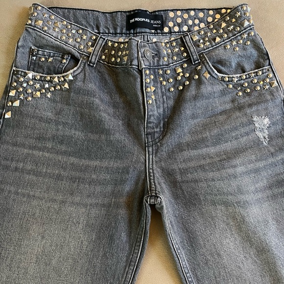 *NWOT* THE KOOPLES NELLY STUDDED GRAY LOW-RISE/CROPPED JEANS - Picture 5 of 12